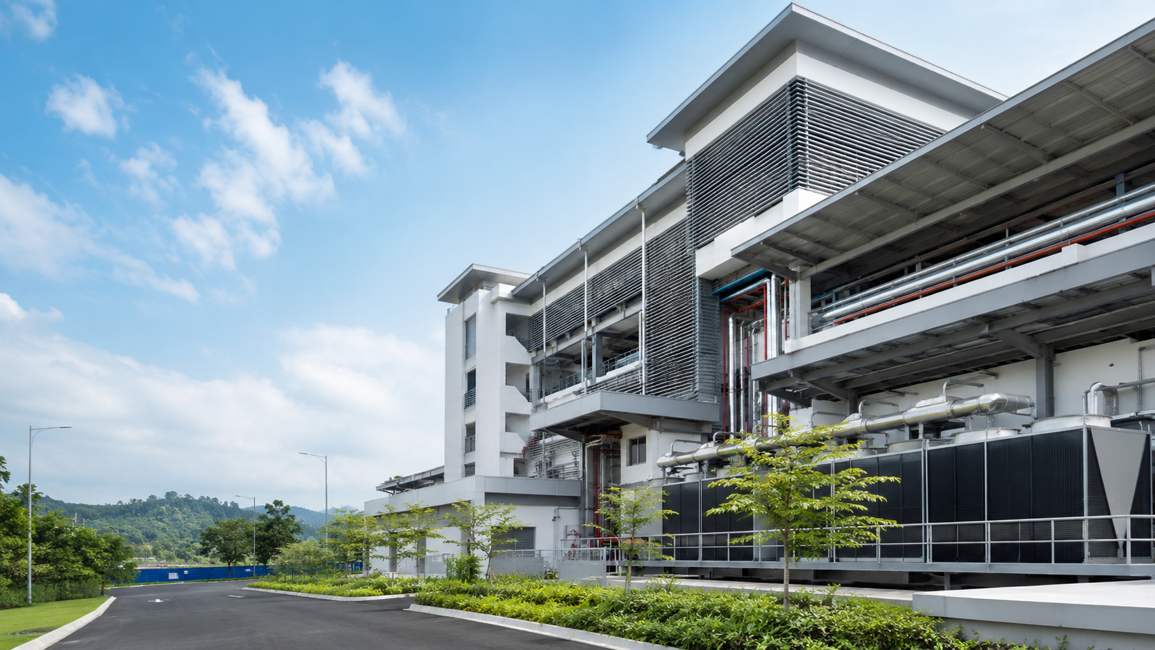 Modern engineering facility exterior